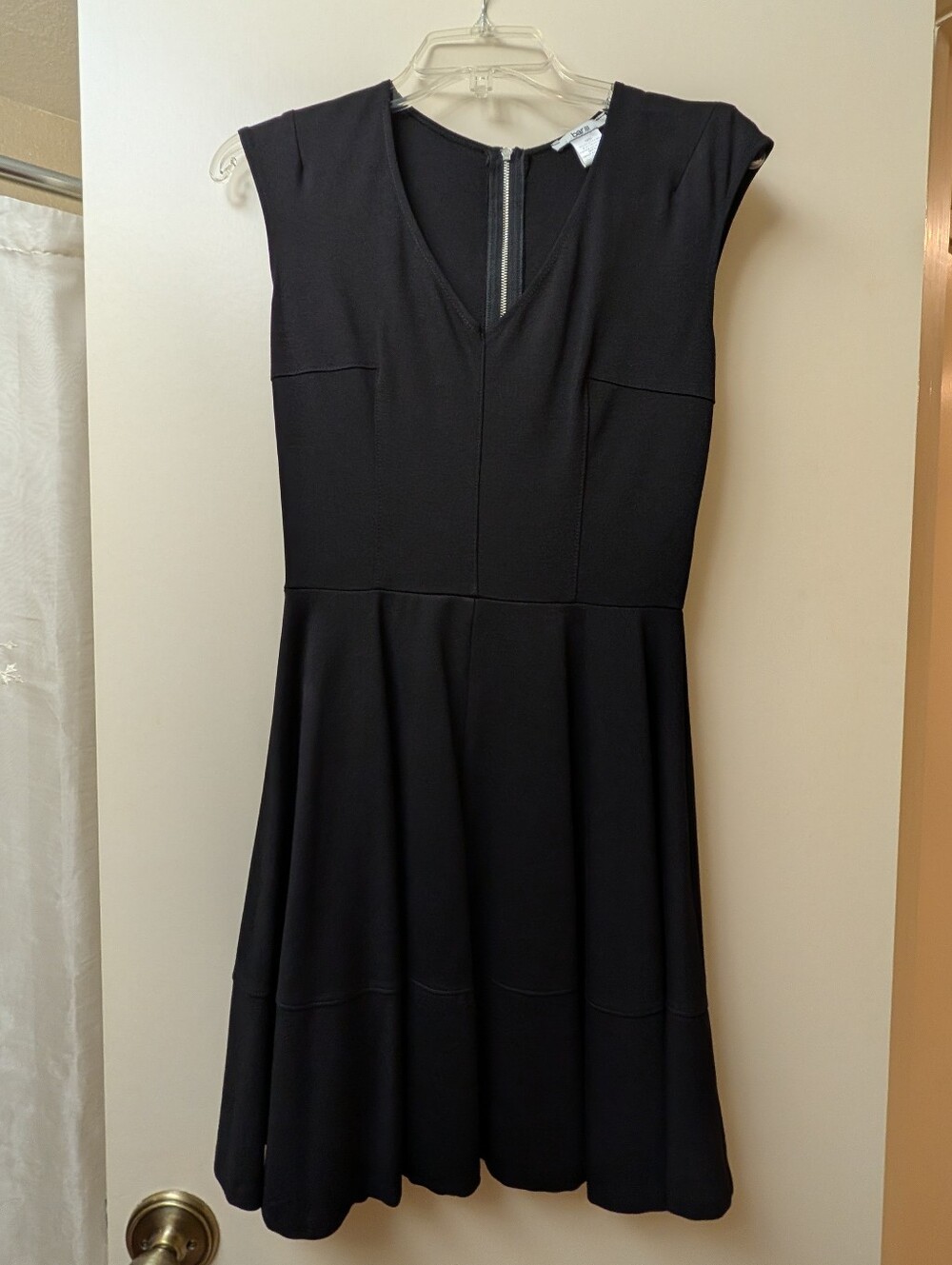 Bar III Black V-Neck Fit & Flare Midi Dress